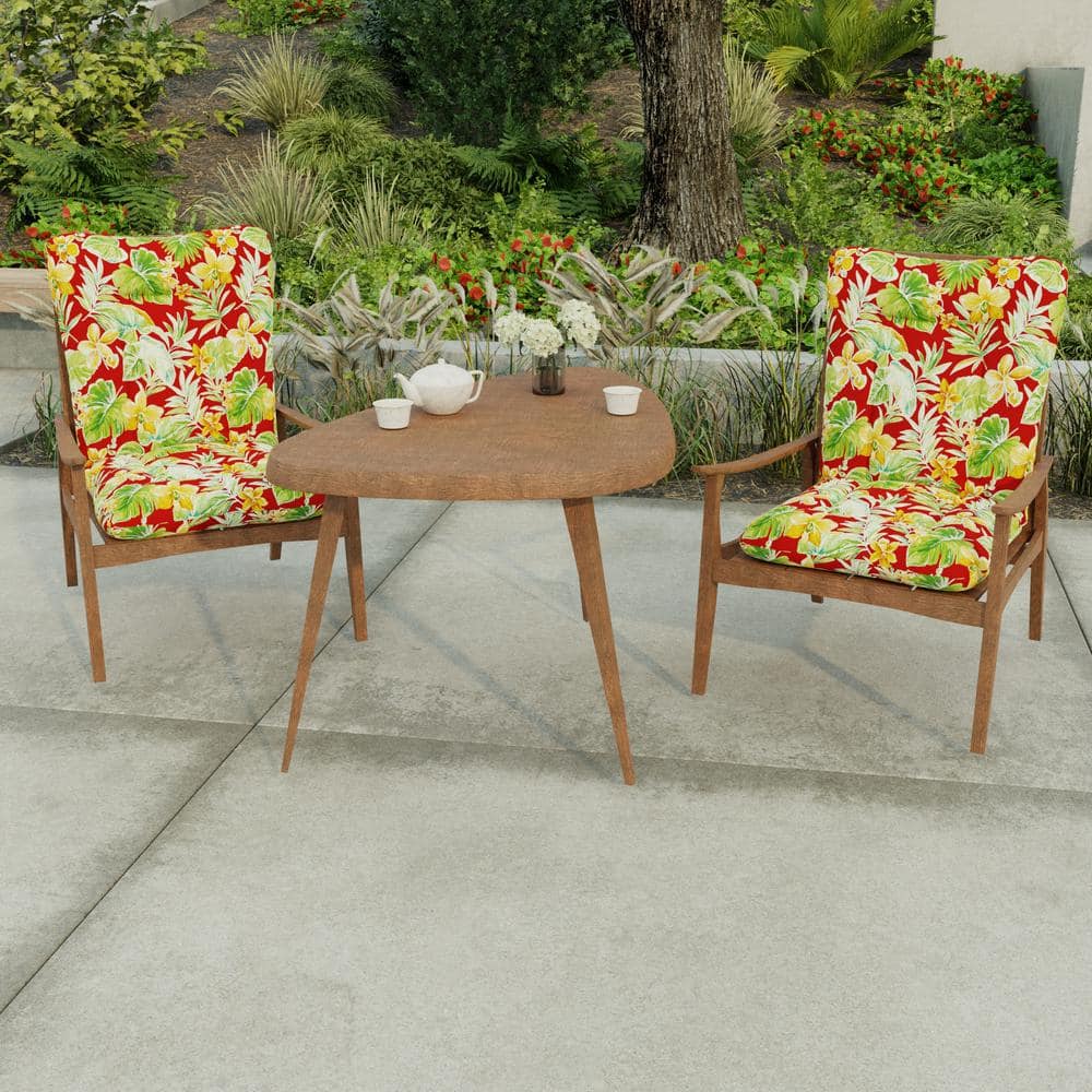 Beachcrest Poppy Red Floral Outdoor Wrought Iron Chair Cushion