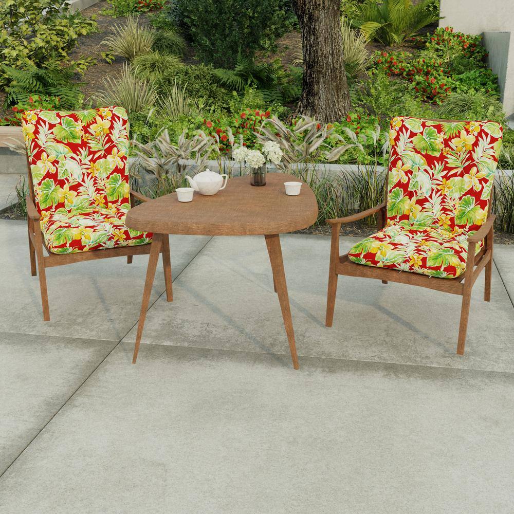 Beachcrest Poppy Red Floral Outdoor Wrought Iron Chair Cushion