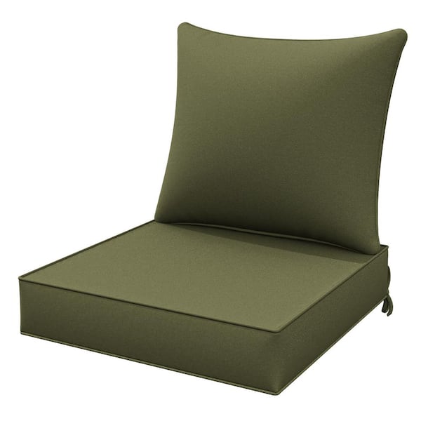 WNP 24 in. x 24 in. x 5 in. Square Outdoor Deep Seating Cushion Set Seat and Back Cushion for Lounge Chair Light Green