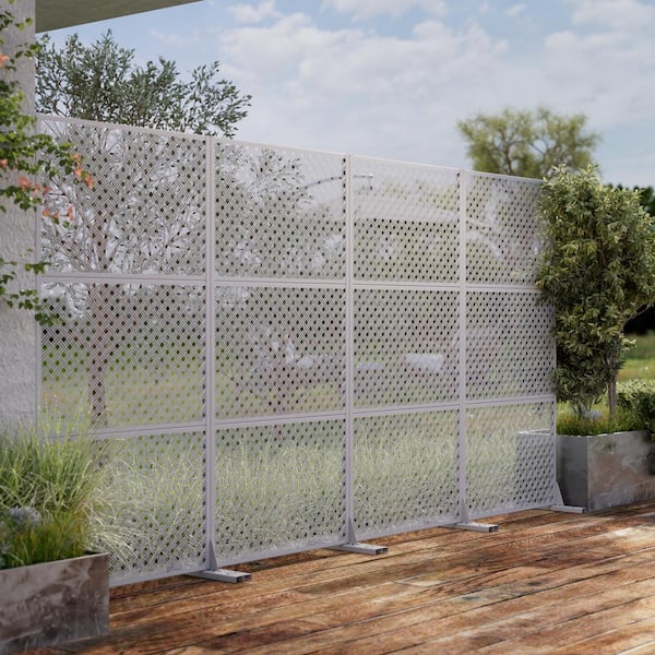 Dovelina 72 in. Jason Metal Outdoor Garden Fence Privacy Screen Garden Screen Panels in White