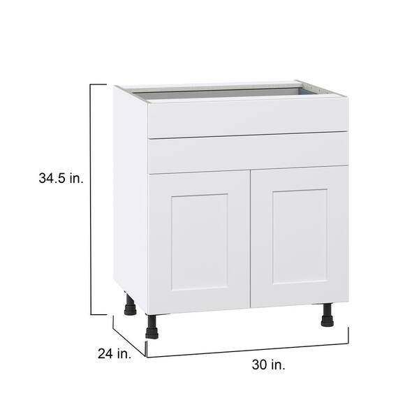 J COLLECTION Wallace Painted Warm White Shaker Assembled Base Kitchen Cabinet with 3 Drawers (30 in. W x 34.5 in. H x 24 in. D)