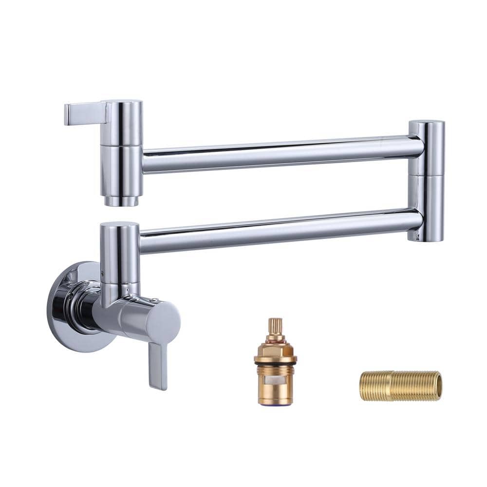 Brass Wall Mounted Pot Filler Faucet with Double Joint Swing Arms, Commercial Kitchen Pot Faucet in Polished Chrome price history on PriceWatchPro