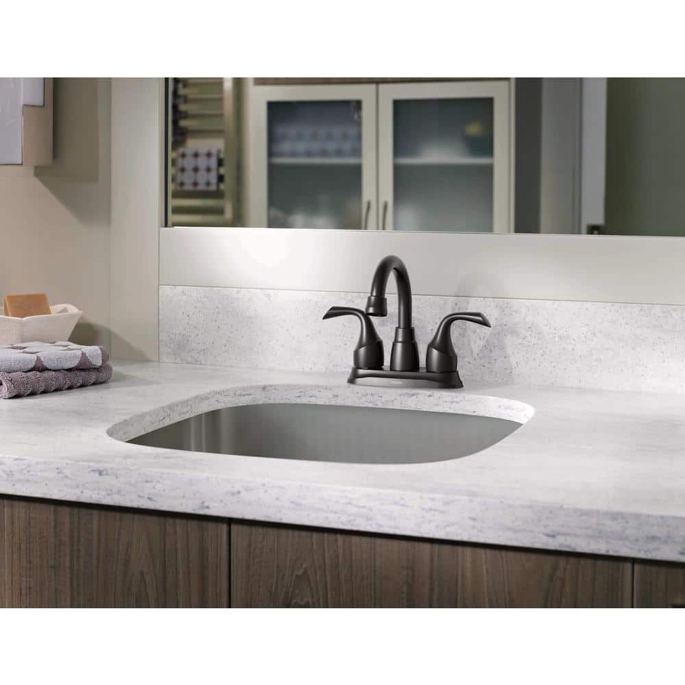 Matte Black Two-Handle Centerset Bathroom Faucet