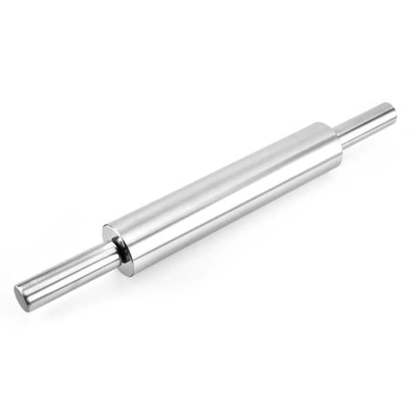 17 in. Stainless Steel Rolling Pin with 9.84 in. Rolling Surface, Smooth Non-Stick Dough Roller Baking