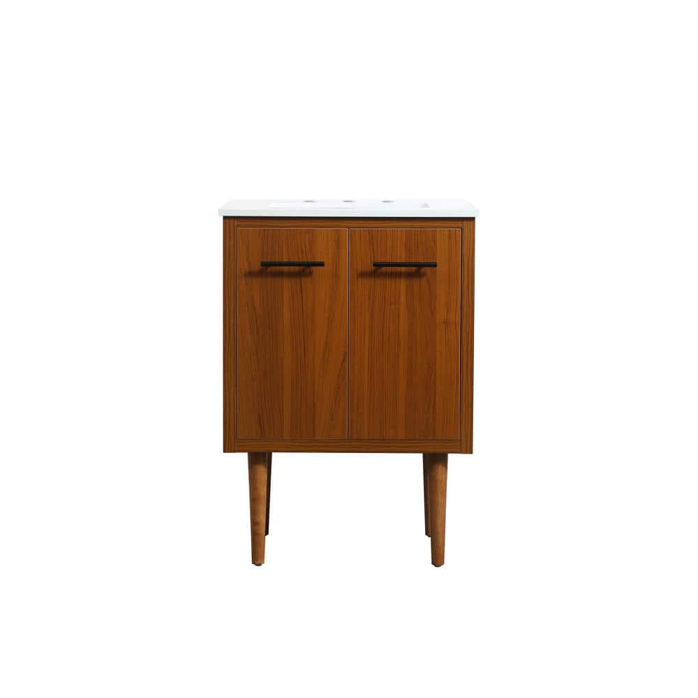 Simply Living 24 in. W x 19 in. D x 33.5 in. H Bath Vanity in Teak with Ivo
