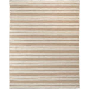 10 X 14 Brown and Ivory Striped Area Rug