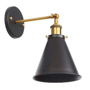 GLD 1-Light Black Sconce Metal Industrial with Swing Arm