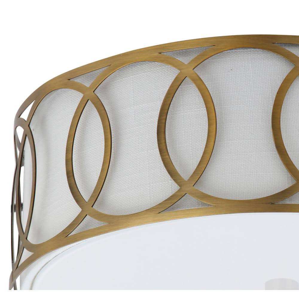 Elegant 12.25" Brass Gold LED Ceiling Light with Linen Shade