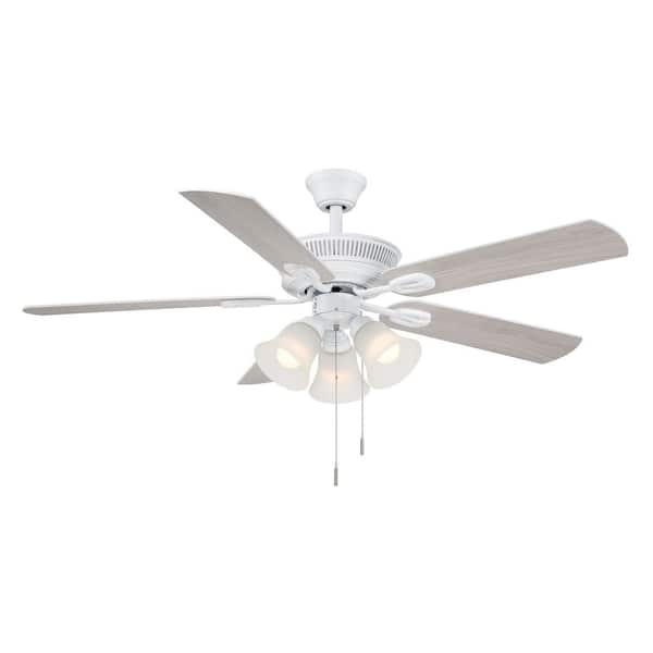 Hampton Bay Littleton 42 In Indoor White Ceiling Fan With Light Kit ...