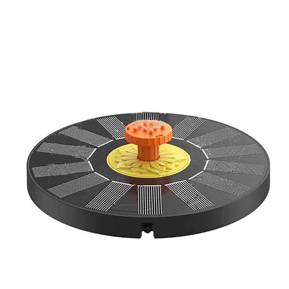Solar Yellow Flower Black Solar Bird Bath Fountain with Solar Pump No Battery, 7 Nozzles & 4 Rods for Garden, Pond