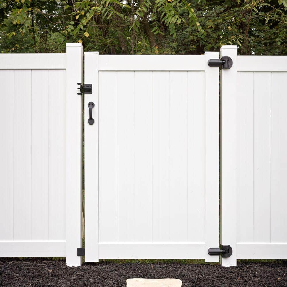 Bolton 6-ft White Vinyl Privacy Fence Gate with Flat-top Design