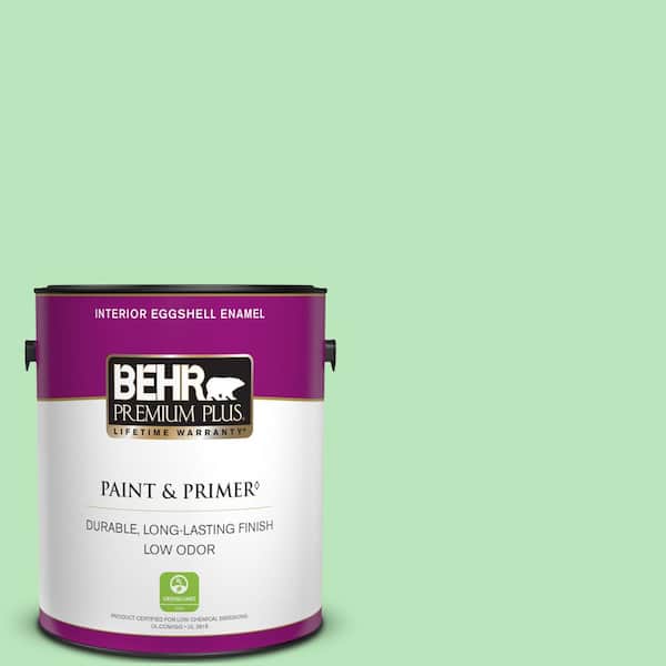 BEHR PREMIUM PLUS 1 gal. #P390-3 Mint Parfait Eggshell Enamel Low Odor Interior Paint & Primer