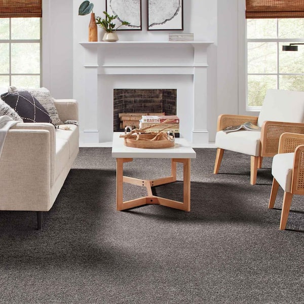 Lifeproof with Petproof Technology Playful Moments II - Shipyard - Gray 50  oz. Triexta Texture Installed Carpet 0774D-36-12 - The Home Depot