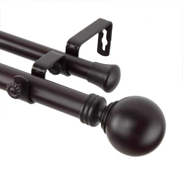 160 in. - 240 in. Double Curtain Rod in Mahogany with Finial