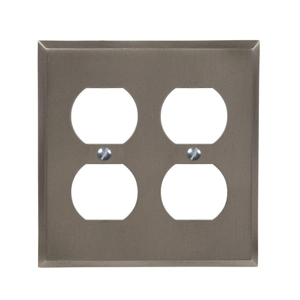 AMERELLE Gray 2-Gang Duplex Outlet Wall Plate (1-Pack)