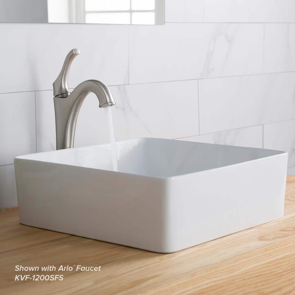 Viva White Square Ceramic Vessel Bathroom Sink