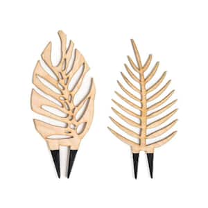 11 in. H Wooden Leaf-Shaped Plant Trellis Set of 2