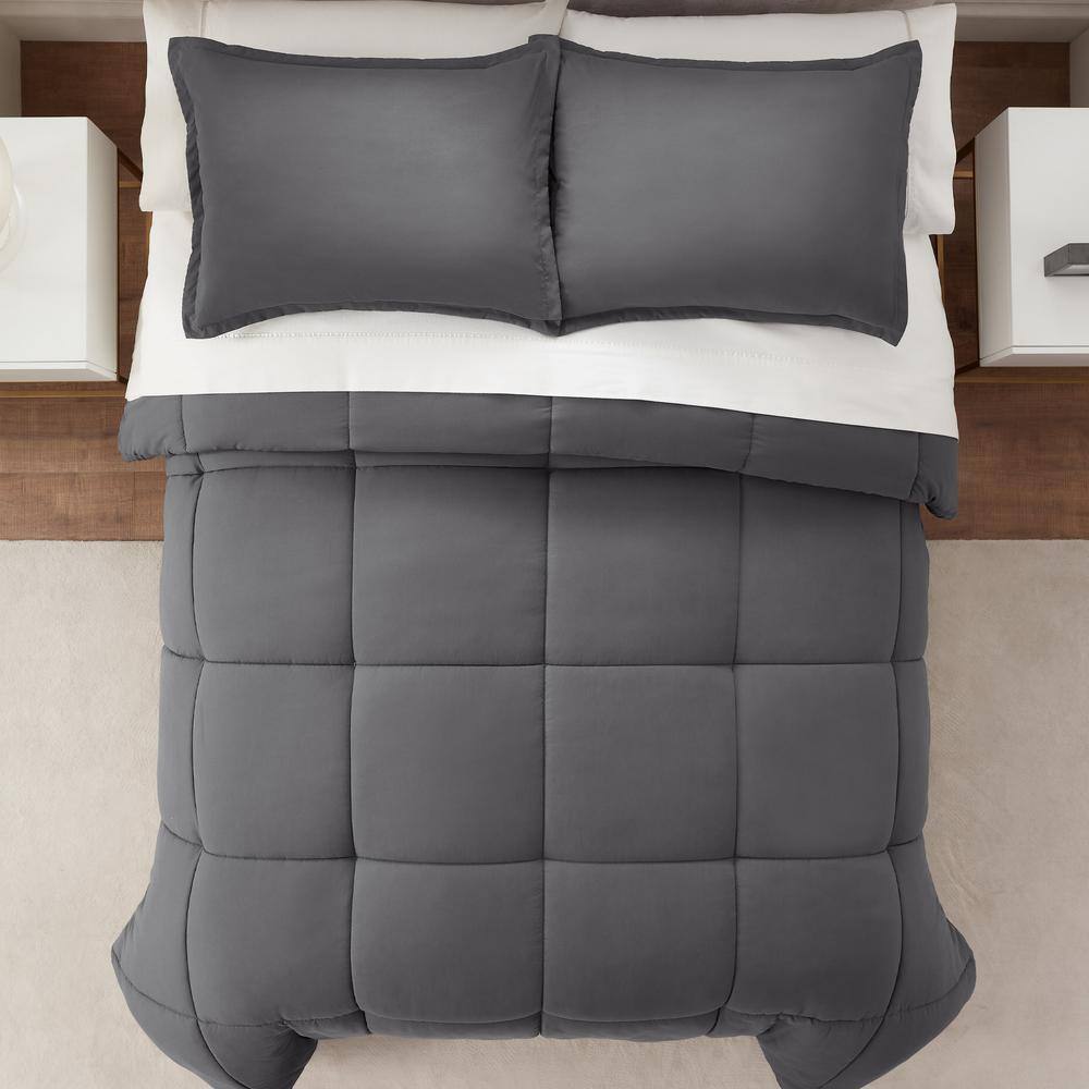 Gray Full/Queen Microfiber Comforter Set