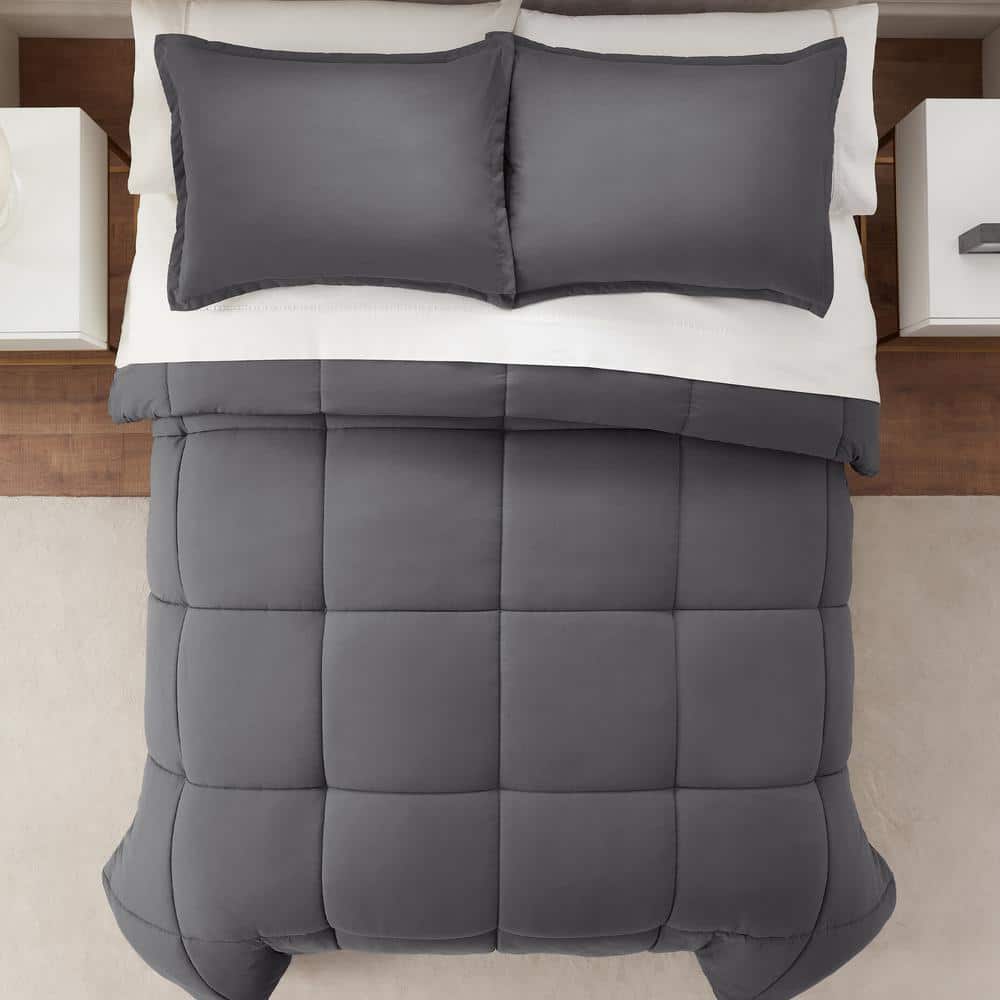 Full Gray Microfiber Bed in a Bag Set