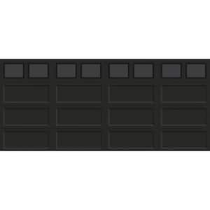 Bridgeport Steel Extended Panel 16ft. X 7ft. Insulated 18.4 R-Value Matte Lustra Black Garage Door with plain windows