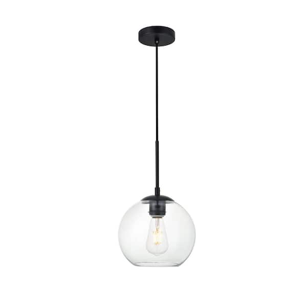 Unbranded Timeless Home 7.9 in. 1-Light Black And Clear Pendant Light, Bulbs Not Included