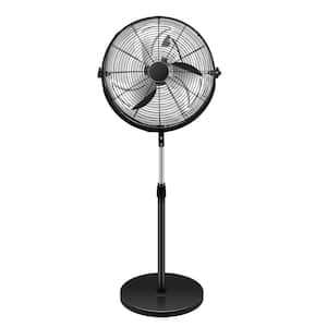 20 in. Pedestal Standing Fan, High Velocity, Heavy Duty Metal For Industrial,Commercial,Residential,Greenhouse Use,Black
