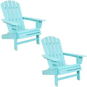 All-Weather Turquoise Outdoor HDPE Recycled Plastic Adirondack Chair with Drink Holder (Set of 2)