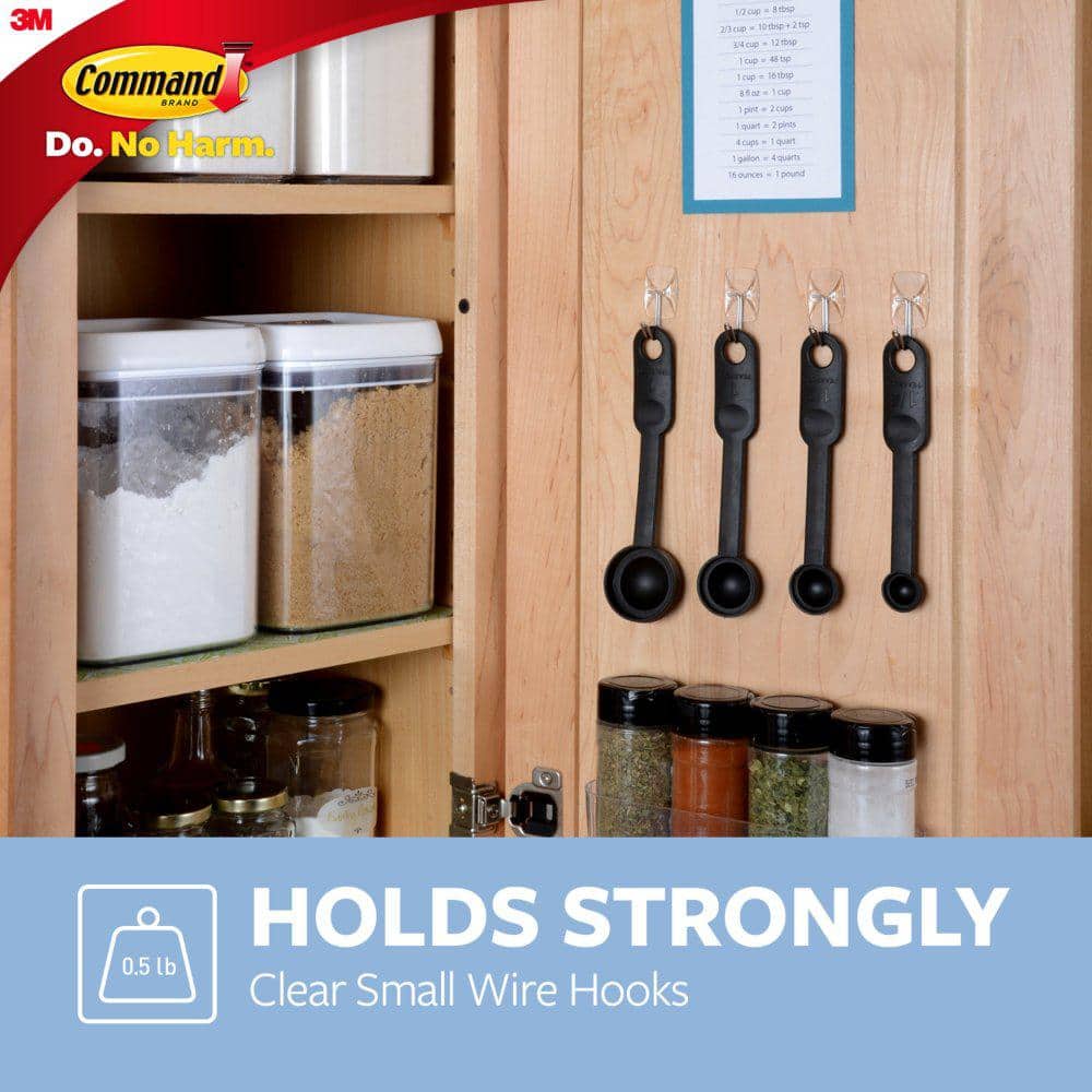 Clear Small Wire Hooks with Adhesive Strips, 9 Pack