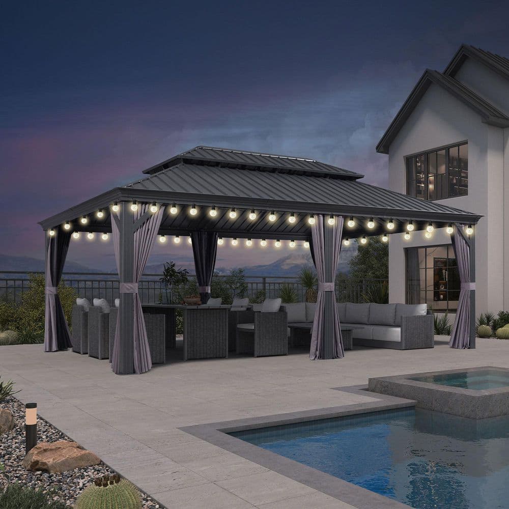 PURPLE LEAF 13 ft. x 20 ft. Gray Aluminum Frame Patio Outdoor
