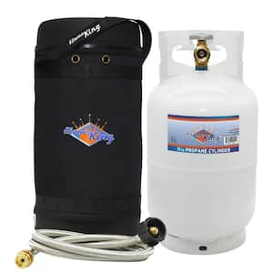 Gas Hauler Kit Insulated Protective Carry Case, 10 lb. Propane Tank & Steel Braided Adapter Hose for Camping & Outdoor