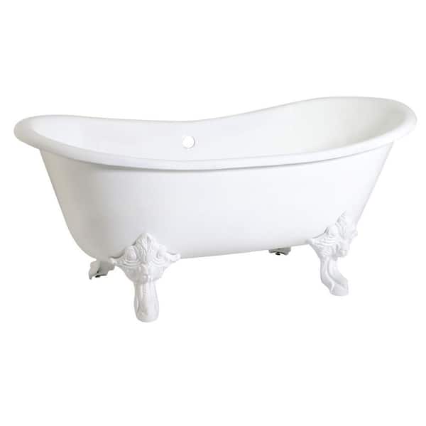 Aqua Eden Doube Slipper 67 in. Cast Iron Clawfoot Bathtub in White