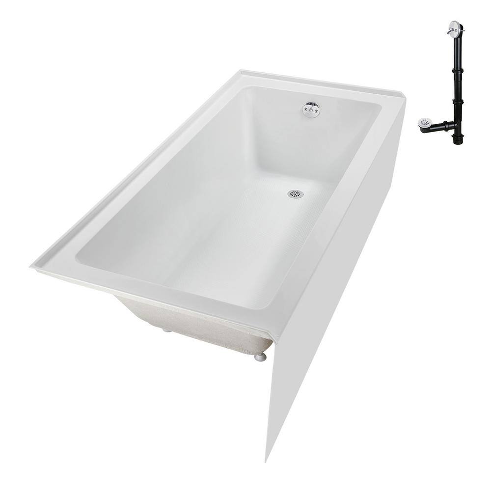 66-Inch Glossy White Acrylic Right-Hand Drain Alcove Bathtub