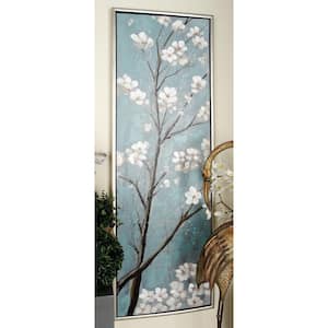 2- Panel Floral Cherry Blossom Framed Wall Art with Silver Frame 59 in. x 20 in.
