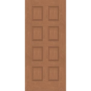 Regency 42 in. x 96 in. Universal Handing 8-Panel Autumn Wheat Stain Mahogany Fiberglass Front Door Slab