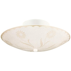 2-Light White Round Floral Design Ceiling Light