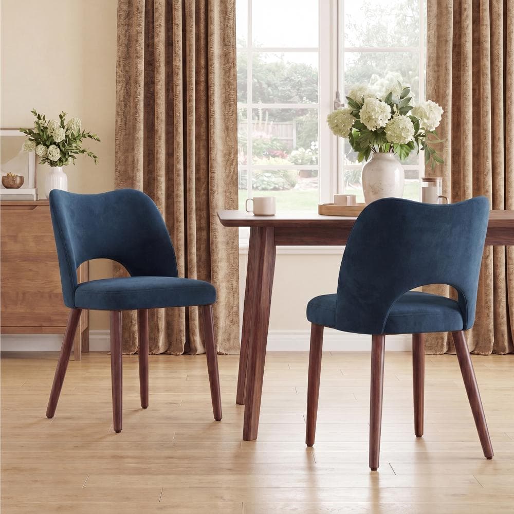 Upholstered Blue Solid Wood Dining Chair Side Chair(set of 2) price history on PriceWatchPro