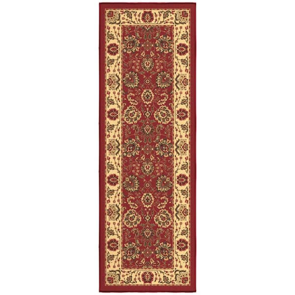 Ottomanson Ottohome Collection Non-Slip Rubberback Oriental 2x5 Indoor Runner Rug, 1 ft. 8 in. x 4 ft. 11 in., Dark Red