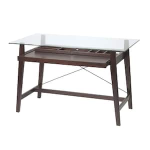 42 in. Rectangular Espresso Computer Desk with Solid Wood Material