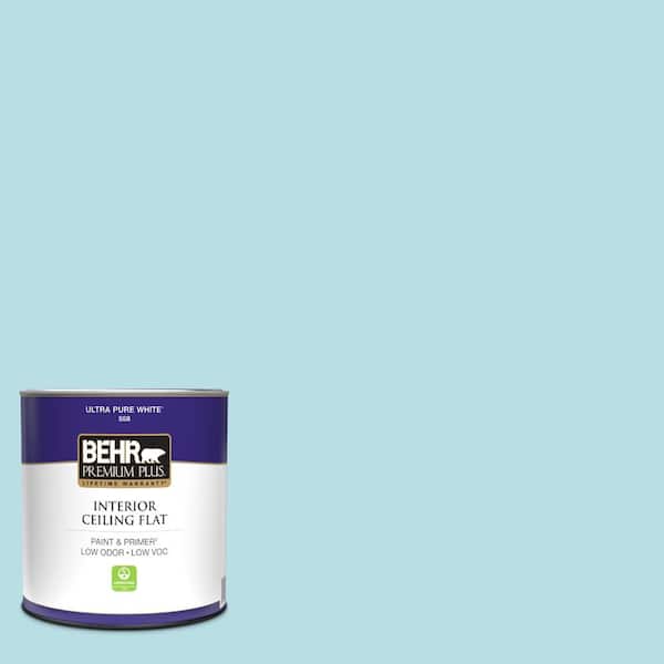 BEHR PREMIUM PLUS 1 qt. #M470-2 Basin Blue Ceiling Flat Interior Paint