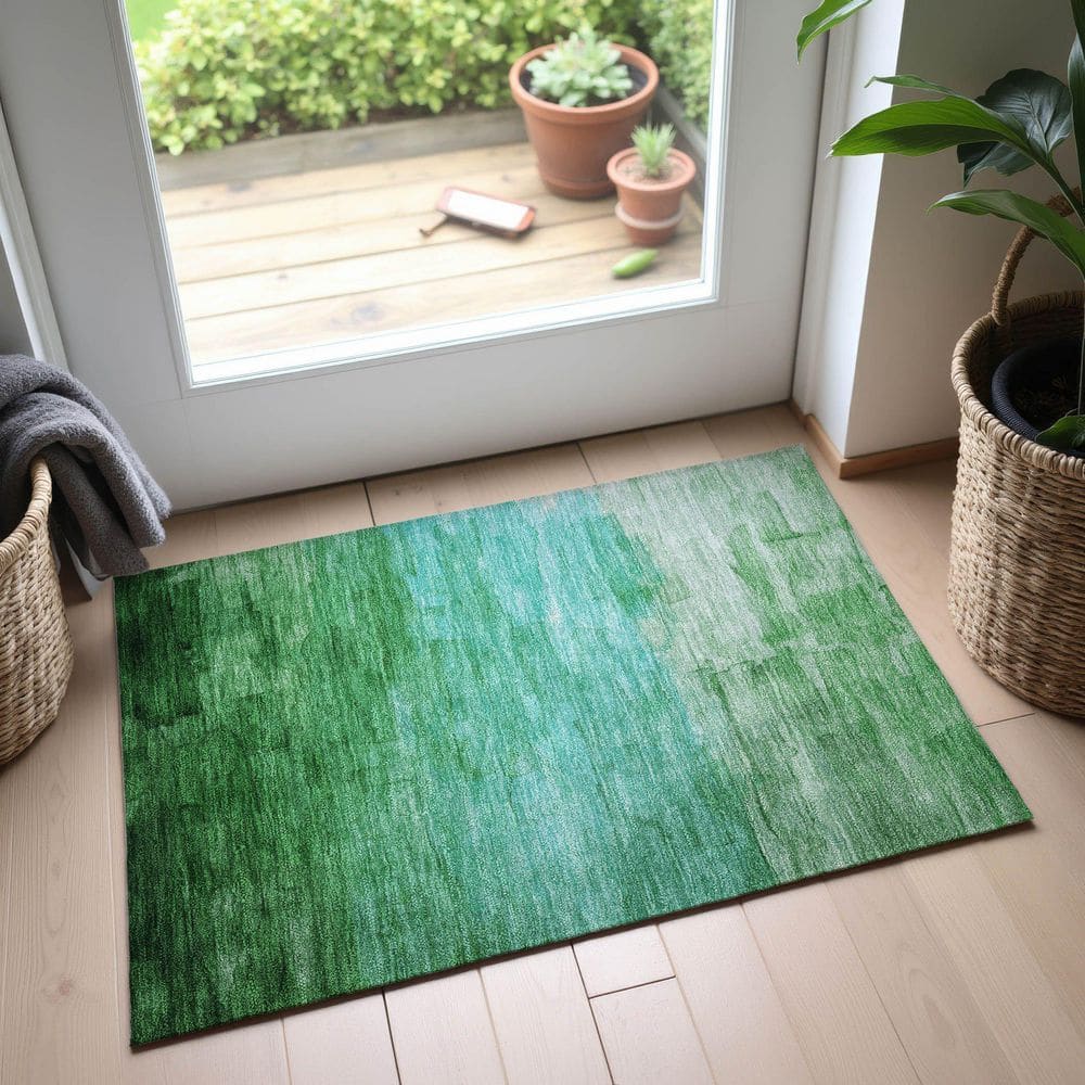 Mayfield Premium Machine Washable Abstract AMF1465 Green 2 ft. x 3 ft. Area Rug price history on PriceWatchPro
