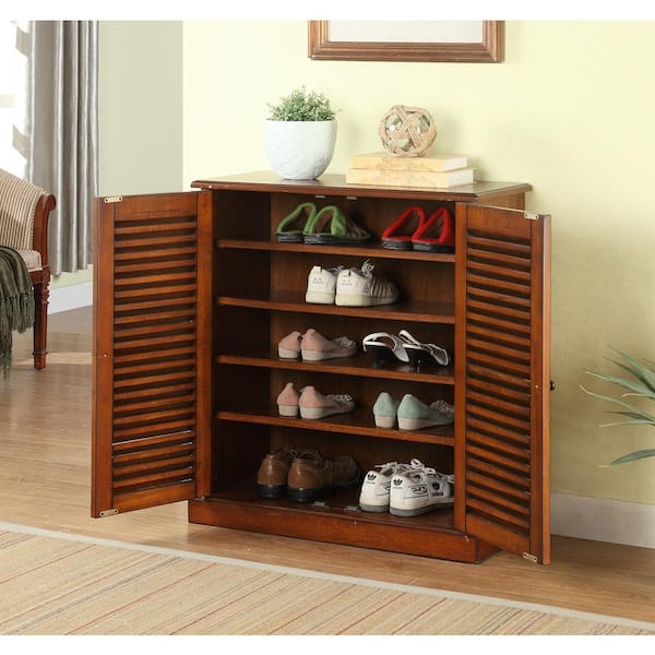 Gordo Brown Wood Shoe Cabinet with 5-Shelf