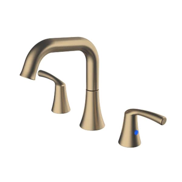 Unbranded 8 in. Widespread Double Handle 3 Hole Bathroom Sink Faucet in Brushed Gold