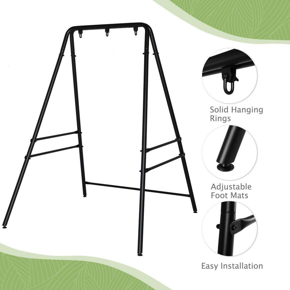 Black Heavy Duty Metal Hammock Chair Stand with Adjustable Foot Pads