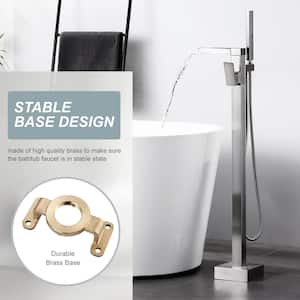 1-Handle Freestanding Claw Foot Tub Faucet with Hand Shower in Brushed Nickel