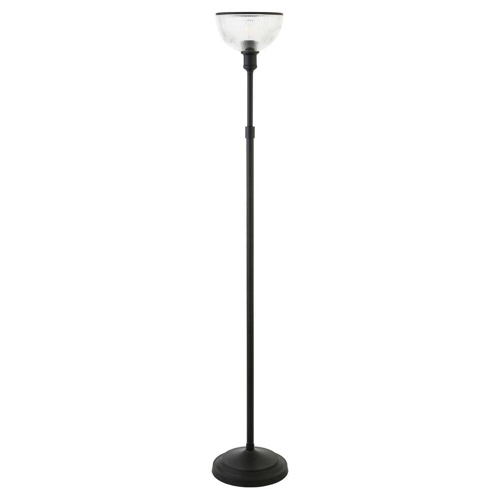 Francis 65" Bronze Torchiere Floor Lamp with Clear Glass Shade