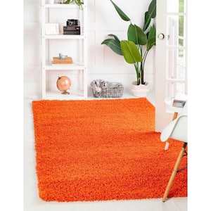 Solid Shag Tiger Orange 9 ft. x 12 ft. Area Rug