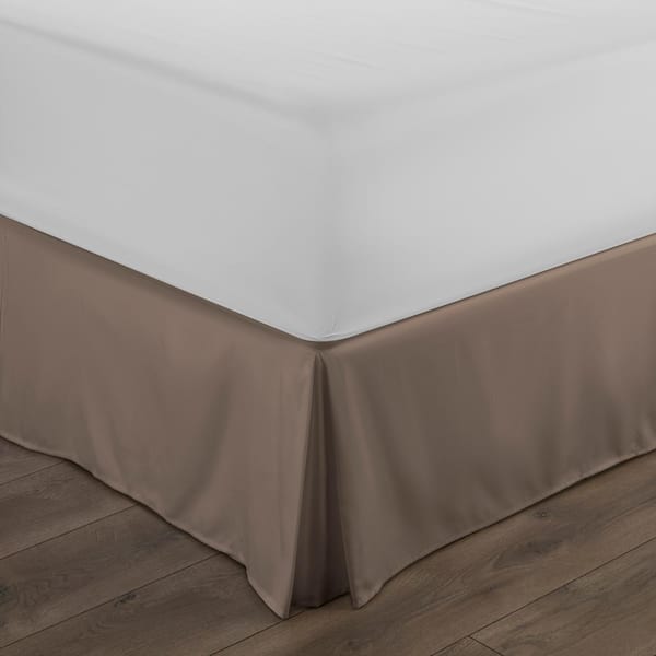 Becky Cameron 14 in. Taupe Solid Twin XL Bed Skirt