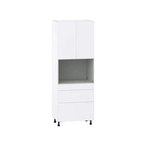 Fairhope Bright White Slab Assembled Pantry Micro Kitchen Cabinet with 3 Drawers (30 in. W x 84.5 in. H x 24 in. D)