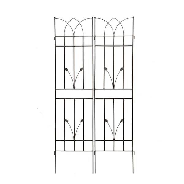 71 in. x 17.7 in. 2-Pack Metal Garden Trellis, Rustproof, Outdoor Trellis, Brown