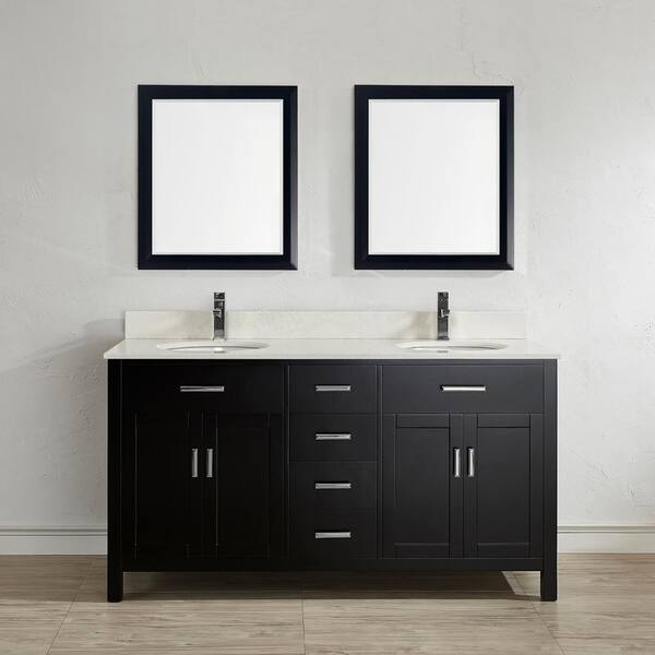 Studio Bathe Kalize II 63 in. W x 22 in. D Vanity in Espresso with Engineered Vanity Top in White with White Basin